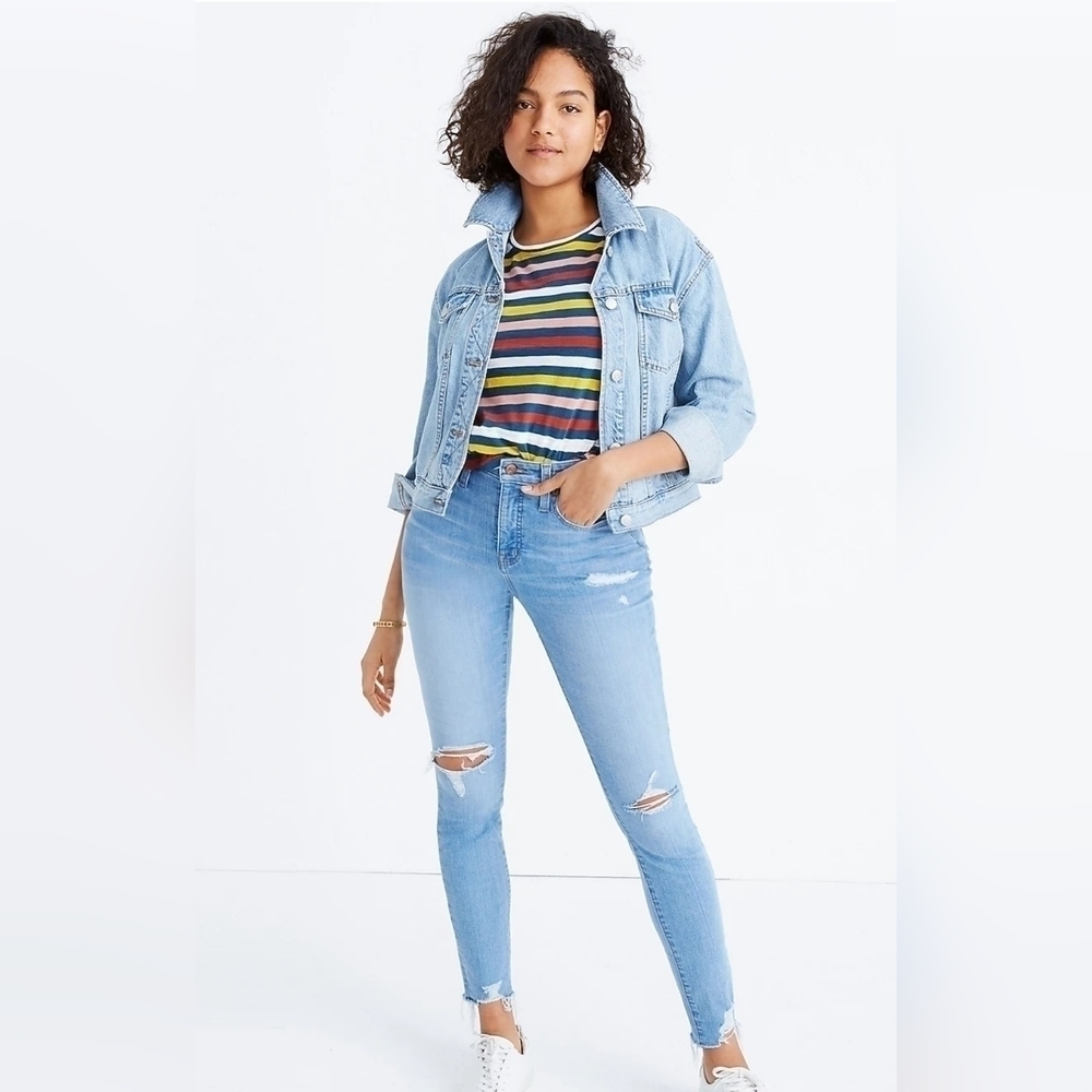 MADEWELL Curvy High-Rise Skinny Jeans in Ontario: Distressed-Hem Edition, Sz 34T